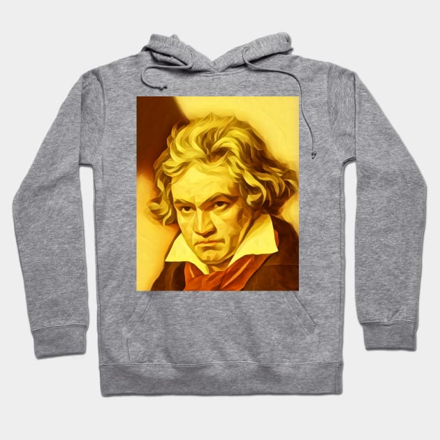 Ludwig van Beethoven Golden Colourful Portrait | Ludwig van Beethoven Artwork 8 Hoodie by JustLit